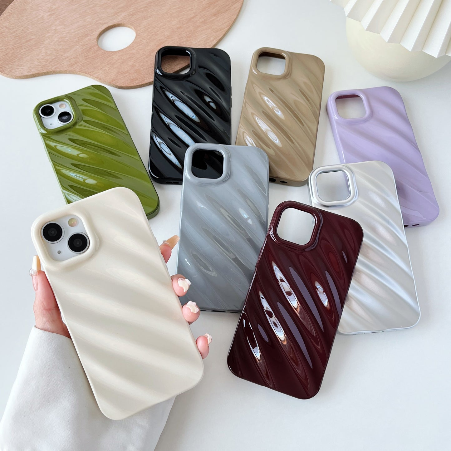 Cute Water Ripple Pattern Wave Shape Camera Lens Protection Soft Compatible with iPhone Case