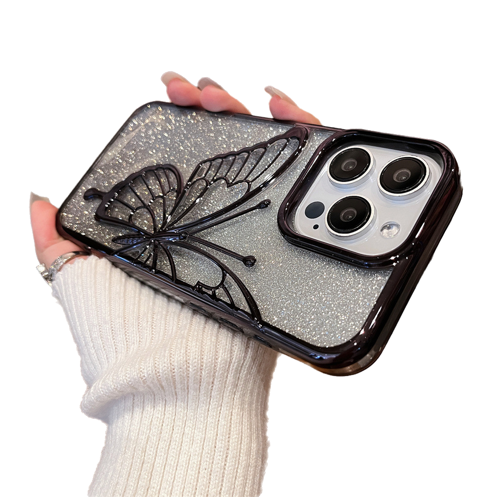 Electroplated Butterfly with Bling Background Paper Compatible with iPhone Case