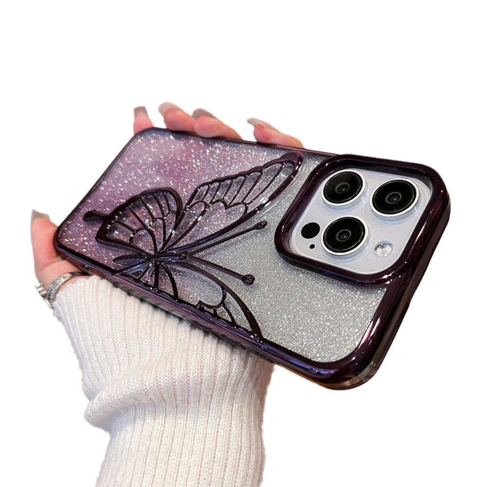 Electroplated Butterfly with Bling Background Paper Compatible with iPhone Case