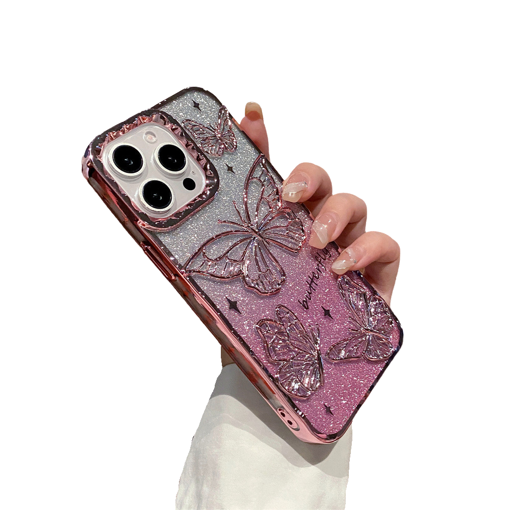 Electroplated Butterfly with Gradient Bling Background Paper Compatible with iPhone Case