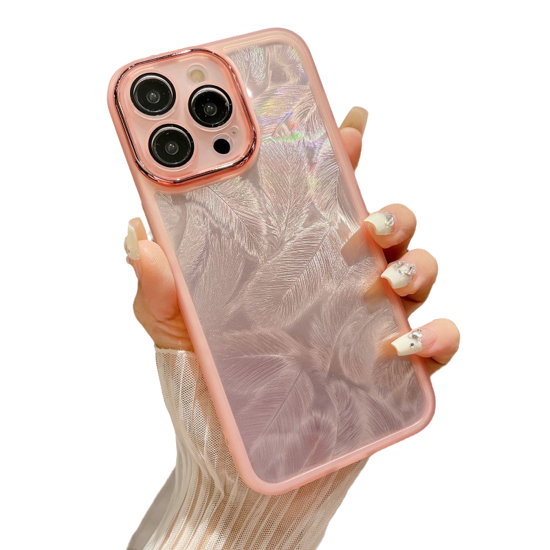 Laser Feather Pattern Compatible with iPhone Case