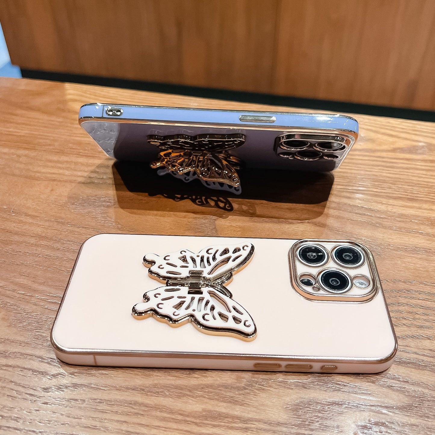 Chrome Plating Butterfly Stand Holder Compatible with iPhone Case
