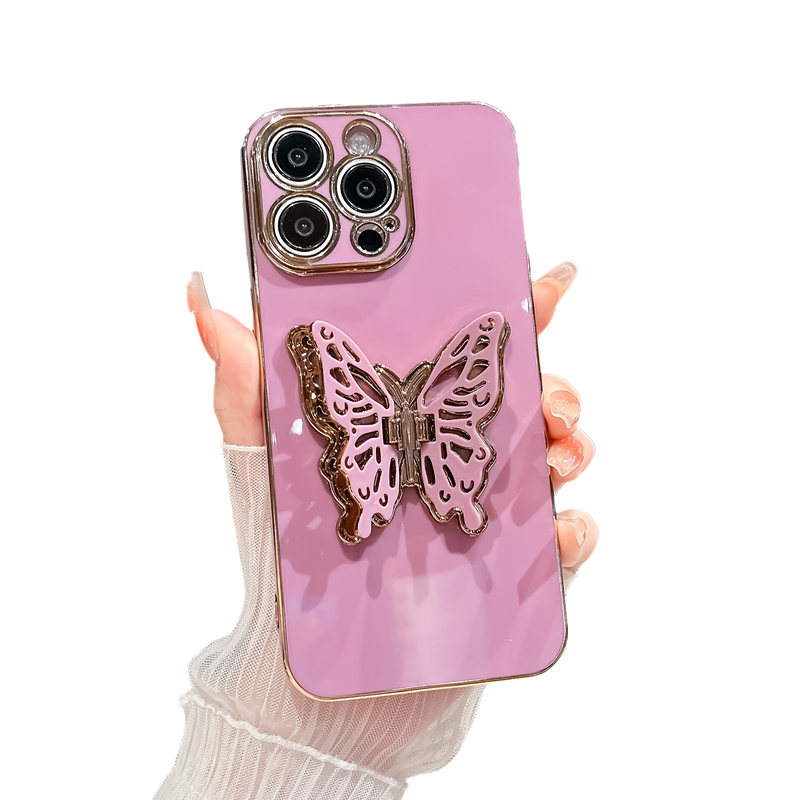 Chrome Plating Butterfly Stand Holder Compatible with iPhone Case