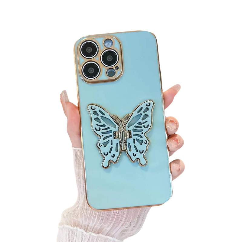 Chrome Plating Butterfly Stand Holder Compatible with iPhone Case