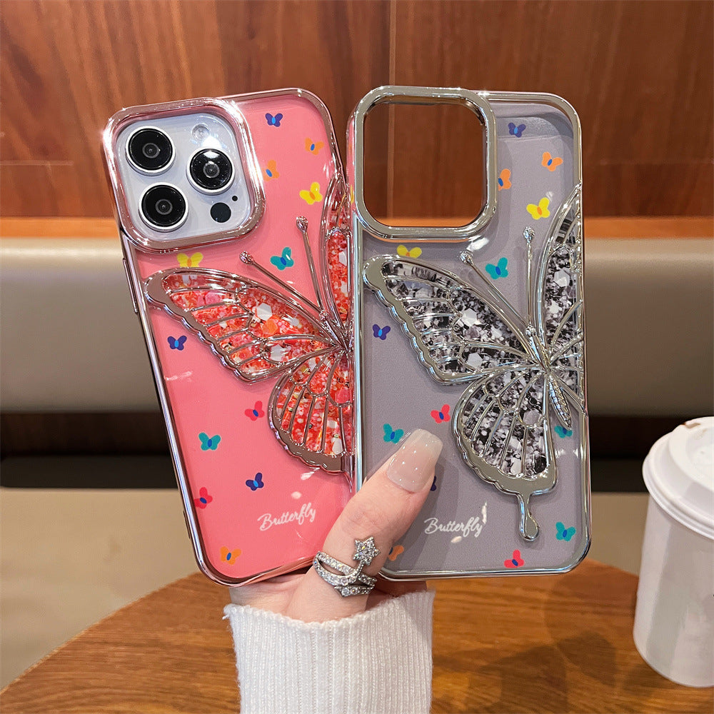 Electroplated Butterfly with Background Paper Compatible with iPhone Case