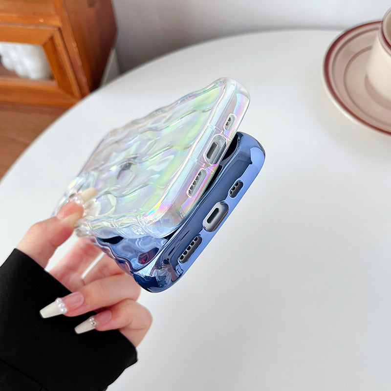Water Ripple Pattern Curly Wave Frame Soft Compatible with iPhone Case