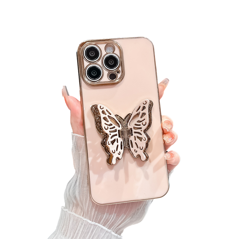 Chrome Plating Butterfly Stand Holder Compatible with iPhone Case