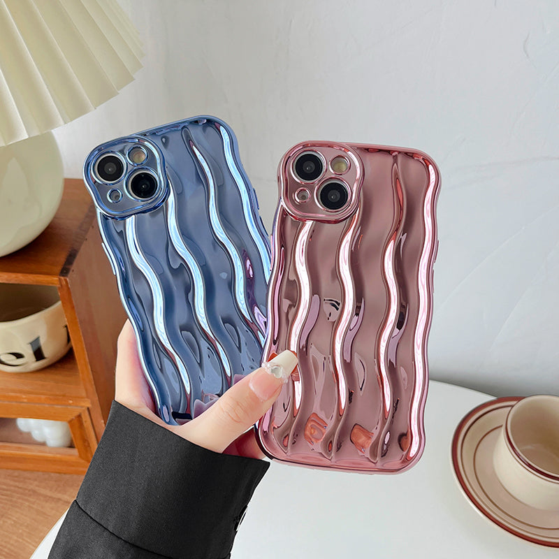 Water Ripple Pattern Curly Wave Frame Soft Compatible with iPhone Case