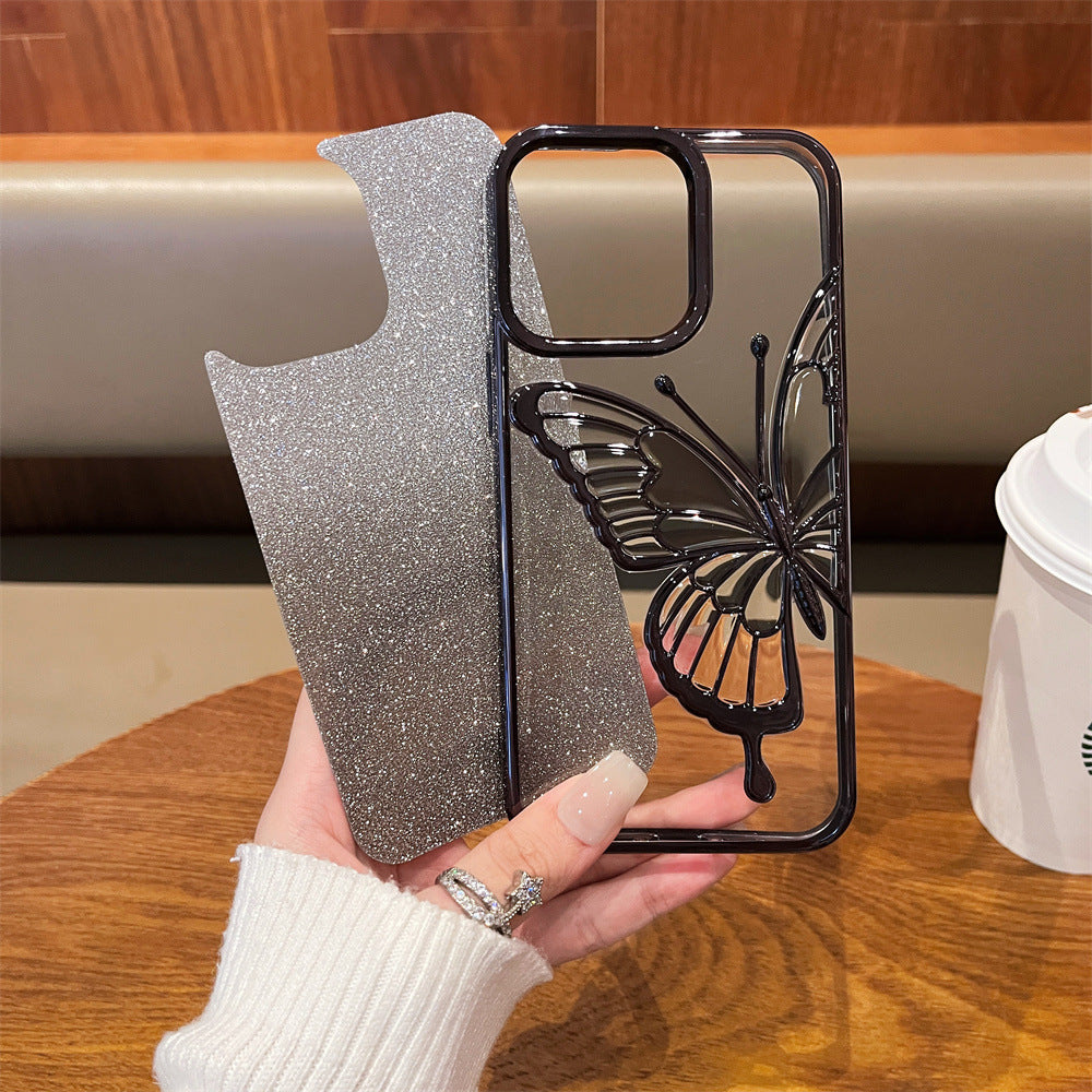 Electroplated Butterfly with Bling Background Paper Compatible with iPhone Case