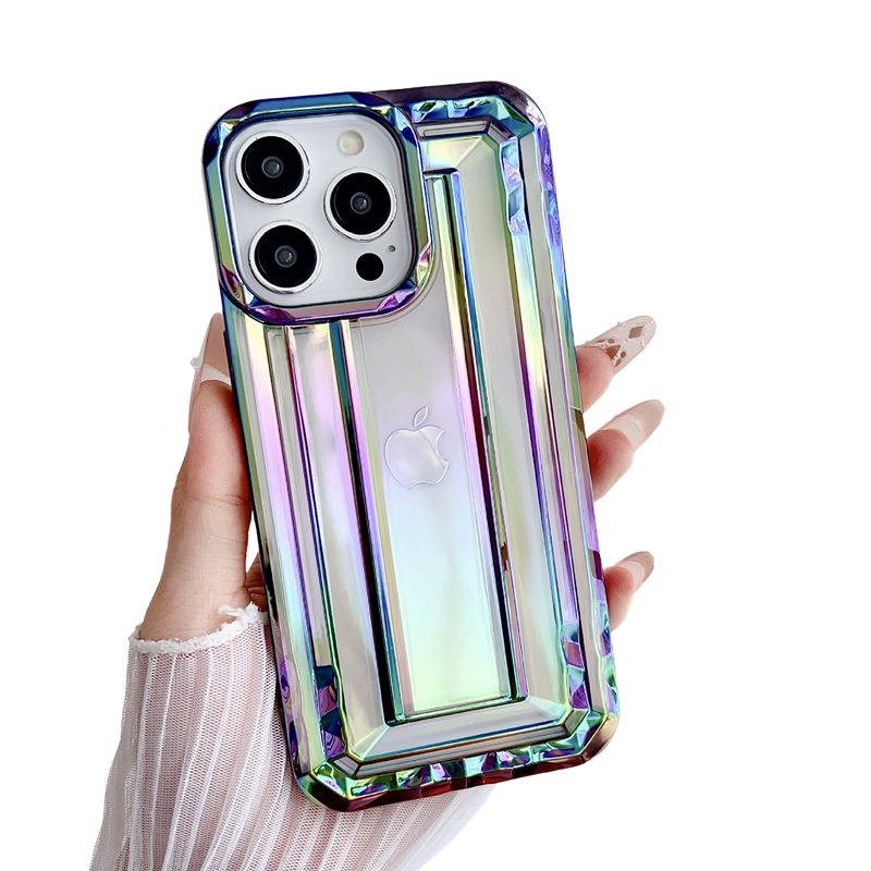 Chrome Plating Electroplated Rectangle Laser Rectangle Design Compatible with iPhone Case