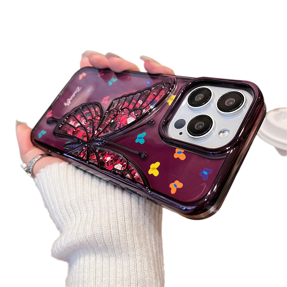 Electroplated Butterfly with Background Paper Compatible with iPhone Case