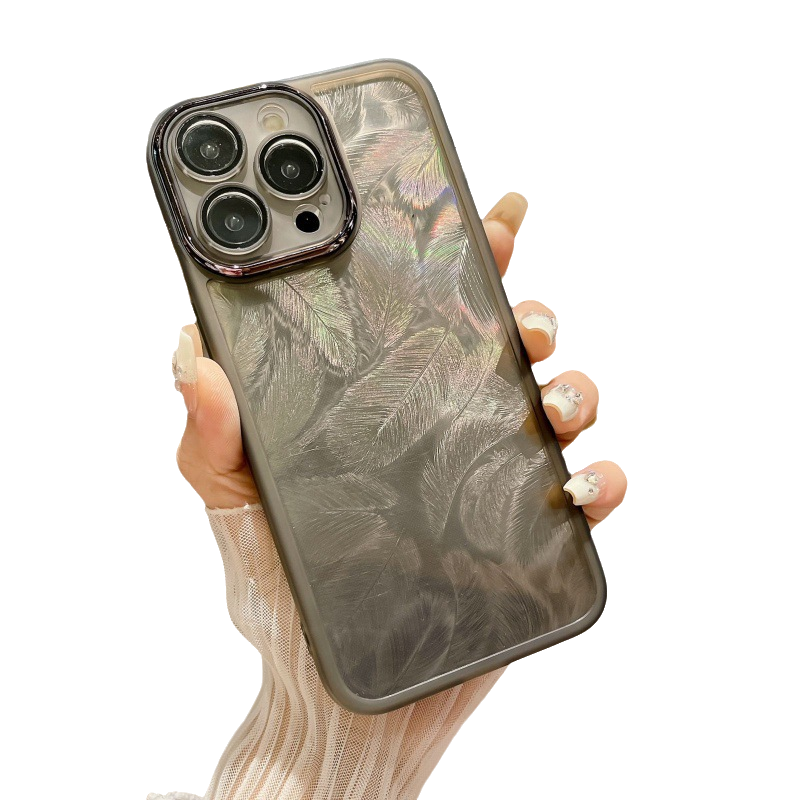 Laser Feather Pattern Compatible with iPhone Case