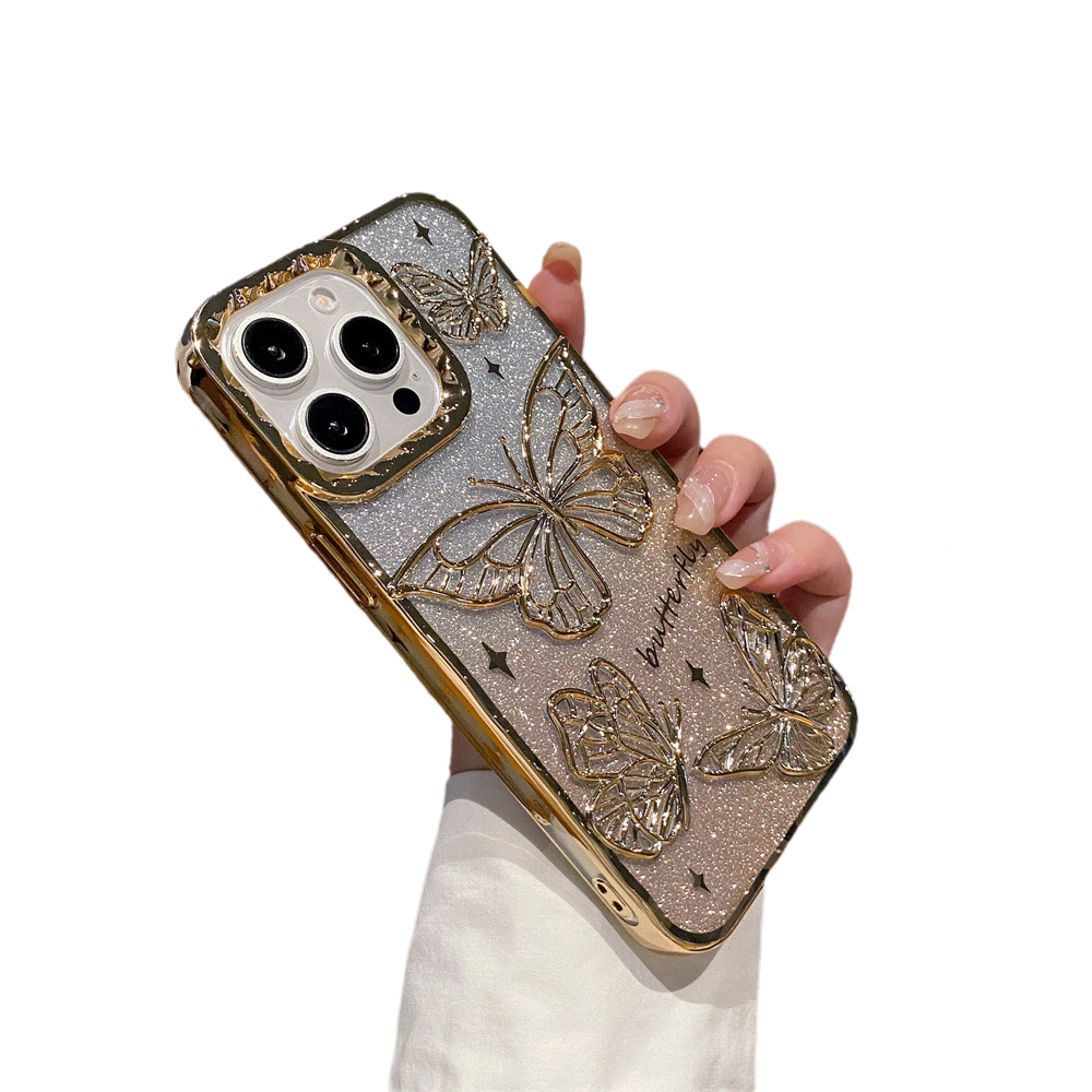 Electroplated Butterfly with Gradient Bling Background Paper Compatible with iPhone Case