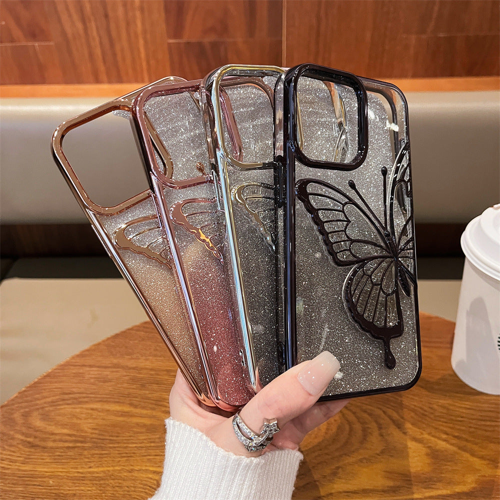 Electroplated Butterfly with Bling Background Paper Compatible with iPhone Case