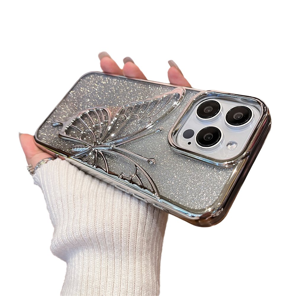 Electroplated Butterfly with Bling Background Paper Compatible with iPhone Case