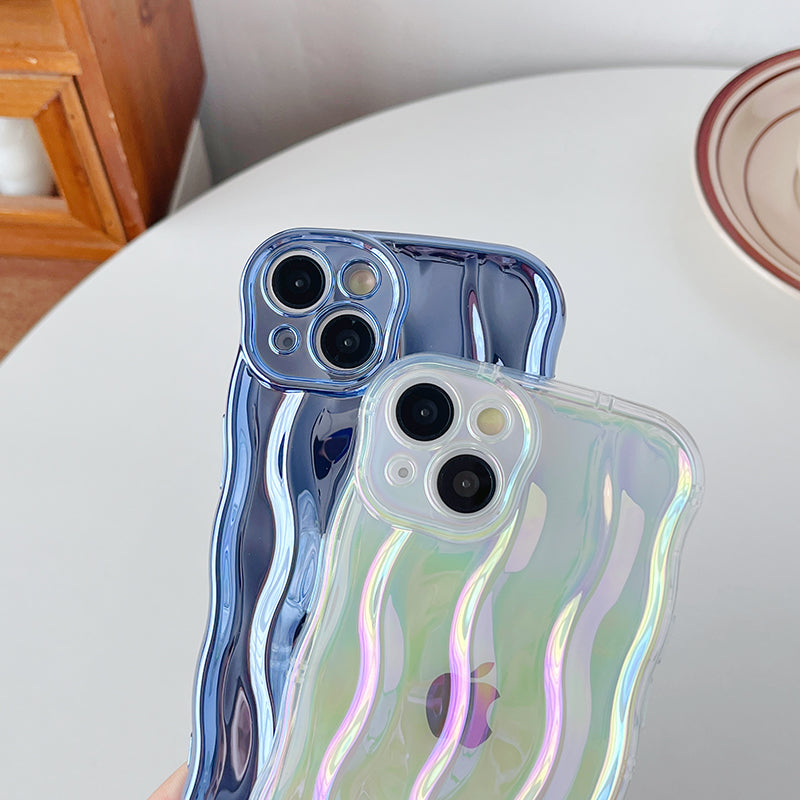 Water Ripple Pattern Curly Wave Frame Soft Compatible with iPhone Case