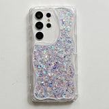 Bling Glitter Wavy Frame Cream Pattern Compatible with Samsung Case