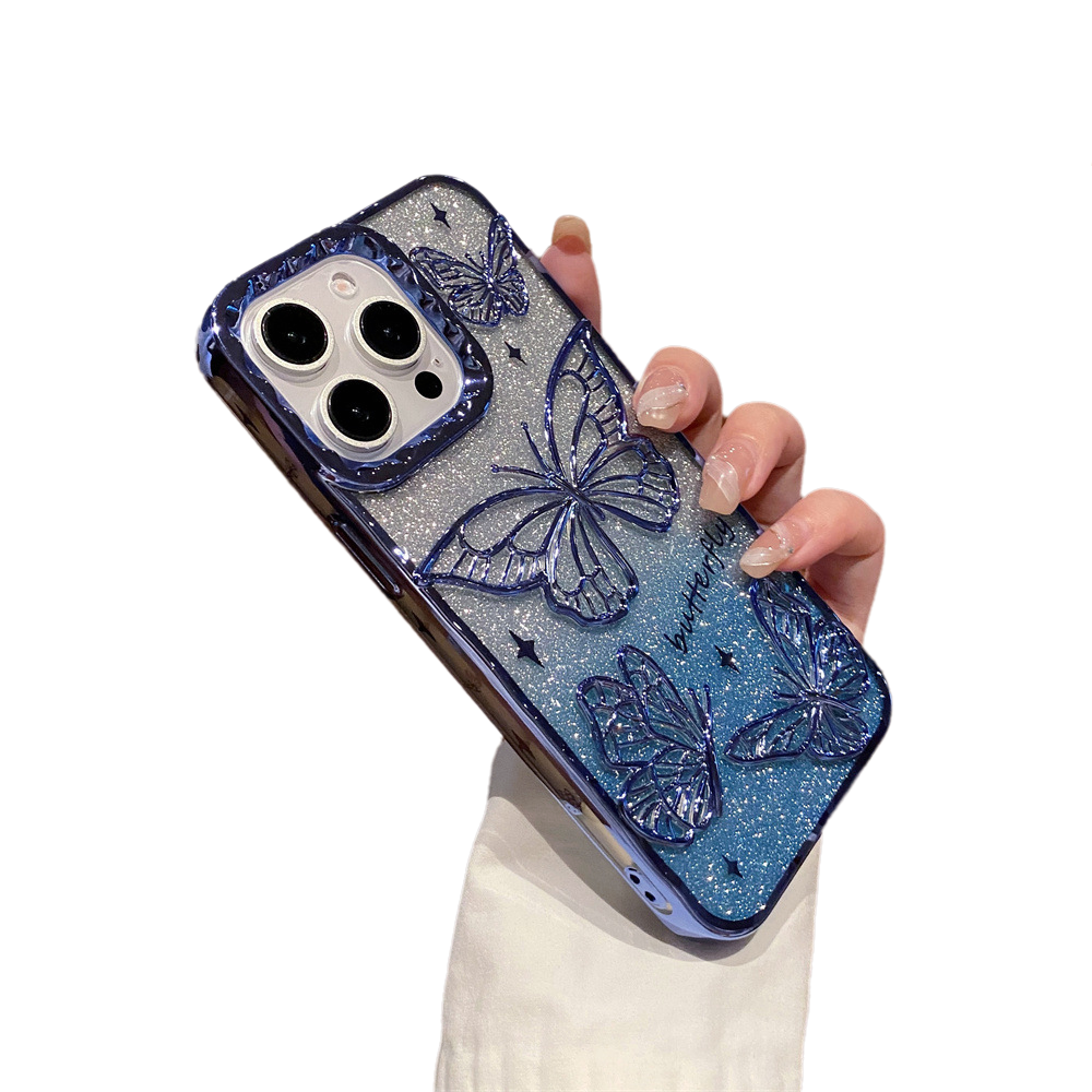 Electroplated Butterfly with Gradient Bling Background Paper Compatible with iPhone Case