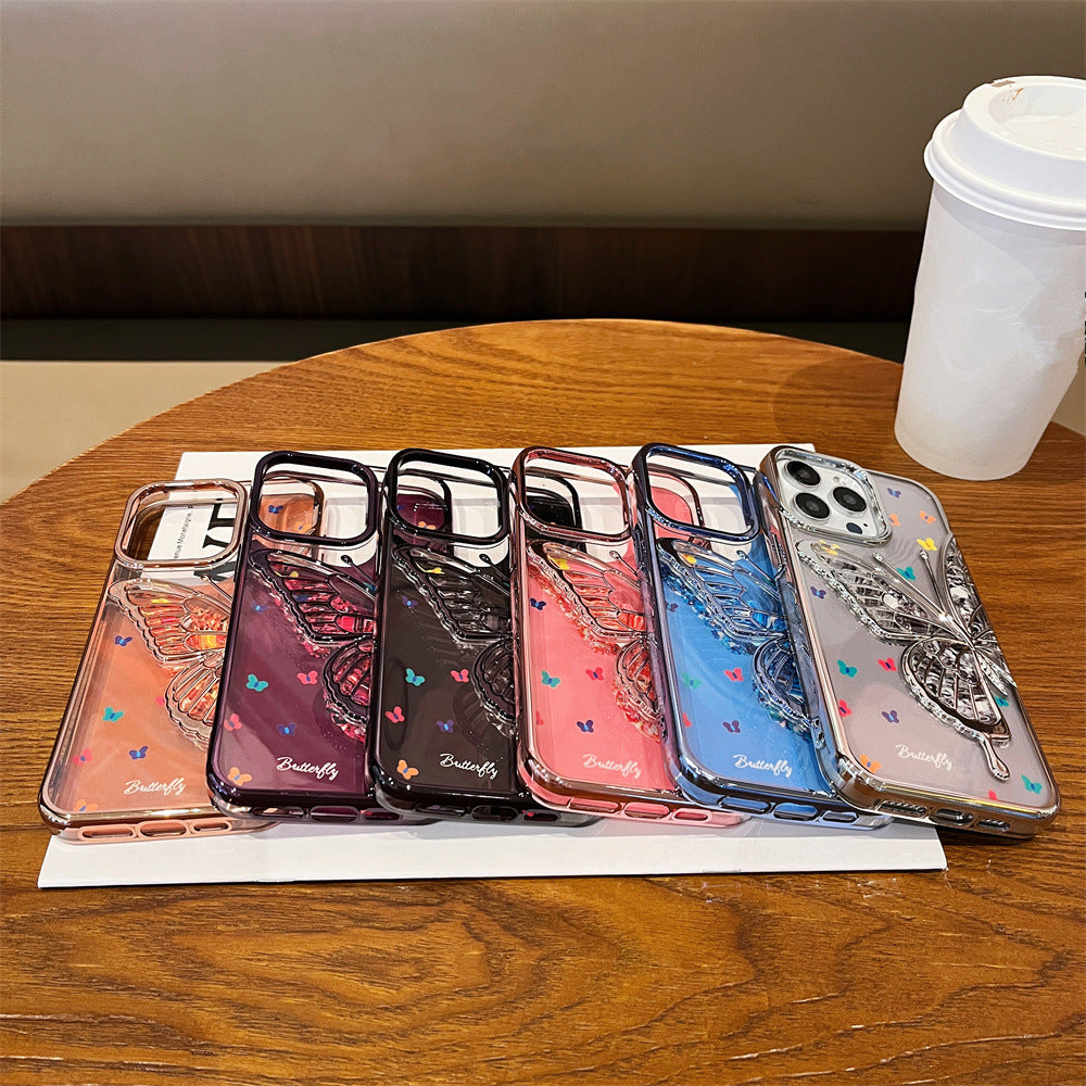 Electroplated Butterfly with Background Paper Compatible with iPhone Case