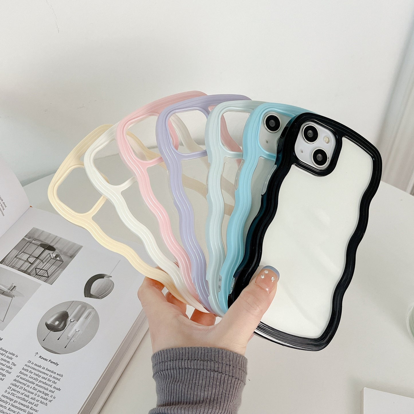 Cute Curly Wave Frame Shape Shockproof Soft Compatible with iPhone Case