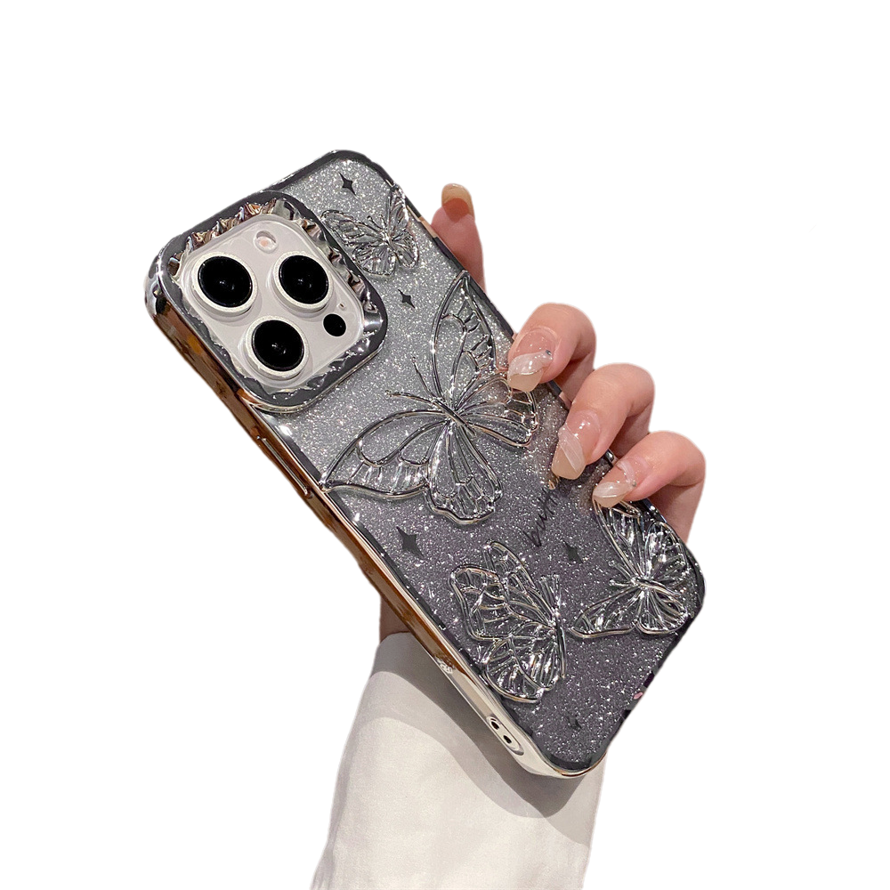 Electroplated Butterfly with Gradient Bling Background Paper Compatible with iPhone Case
