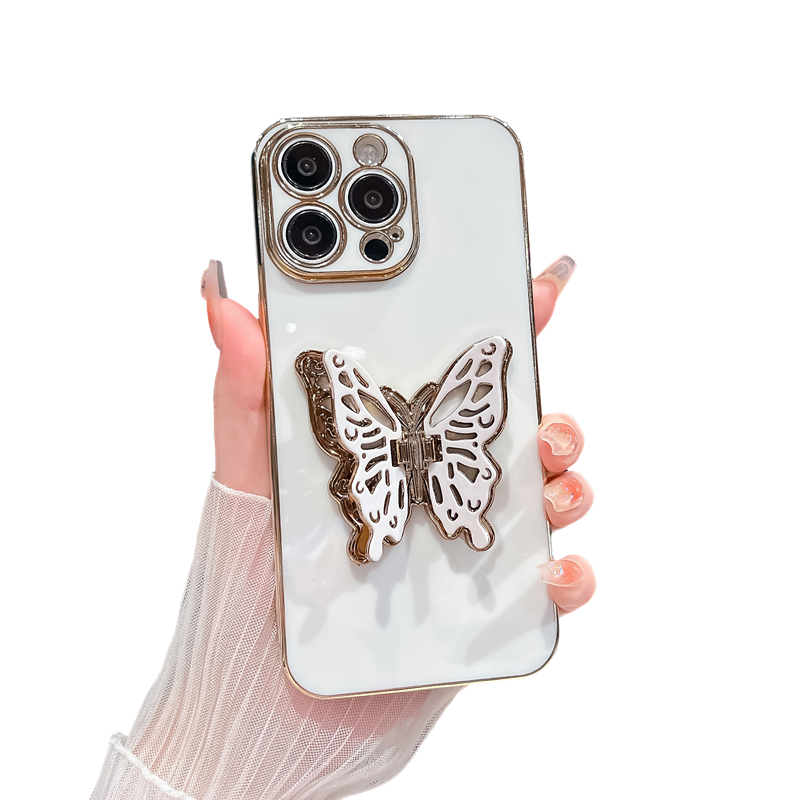 Chrome Plating Butterfly Stand Holder Compatible with iPhone Case