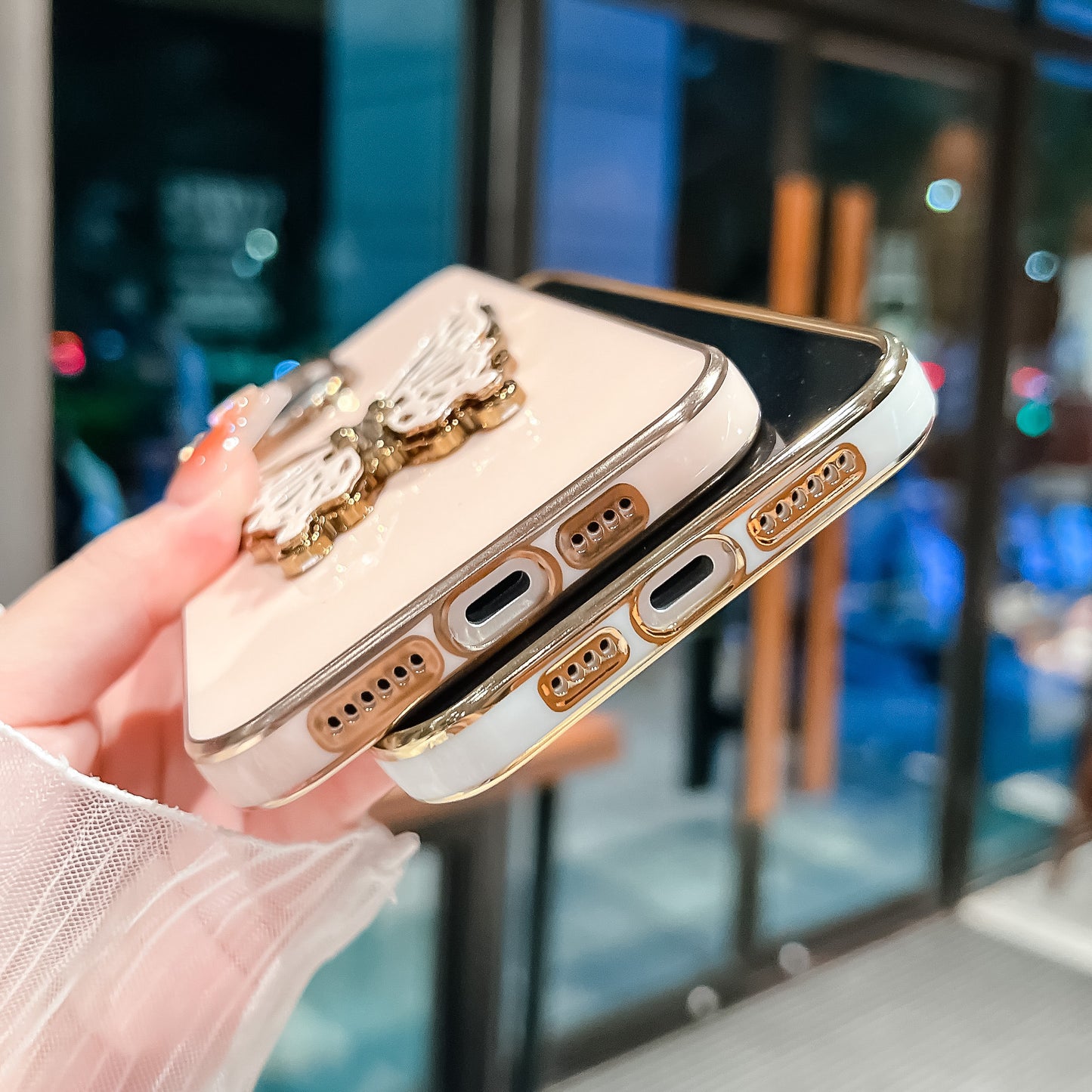 Chrome Plating Butterfly Stand Holder Compatible with iPhone Case