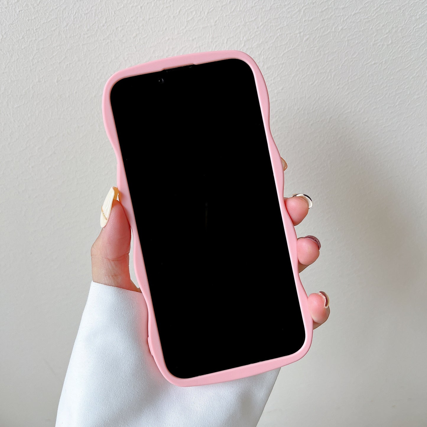 Solid Color Curly Wave Frame Soft Compatible with iPhone Case…