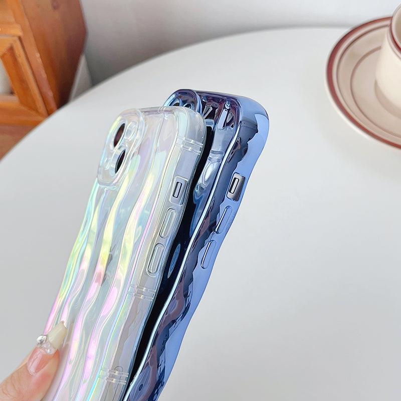 Water Ripple Pattern Curly Wave Frame Soft Compatible with iPhone Case
