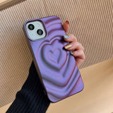 3D Love Heart Water Ripple Plating Pattern Compatible with iPhone Case