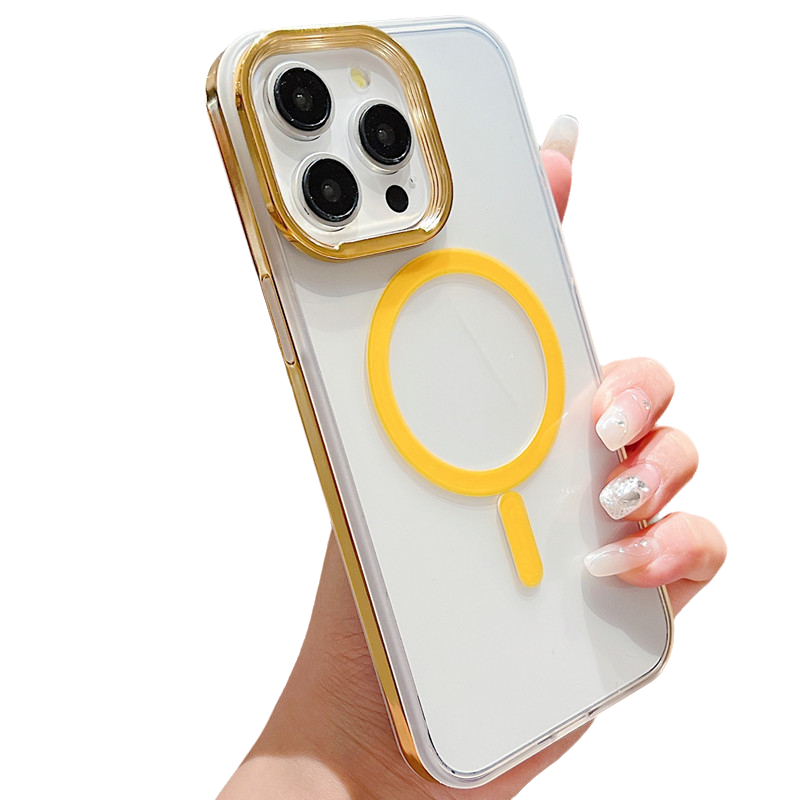 Plating Clear Magnetic Case for iPhone, Compatible with MagSafe Wireless Charging