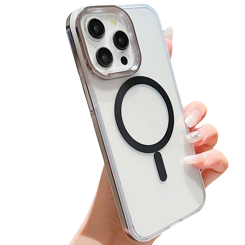 Plating Clear Magnetic Case for iPhone, Compatible with MagSafe Wireless Charging