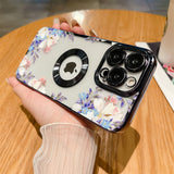 Flower Floral Clear for Magsafe Magnetic Wireless Charging Compatible with iPhone Case
