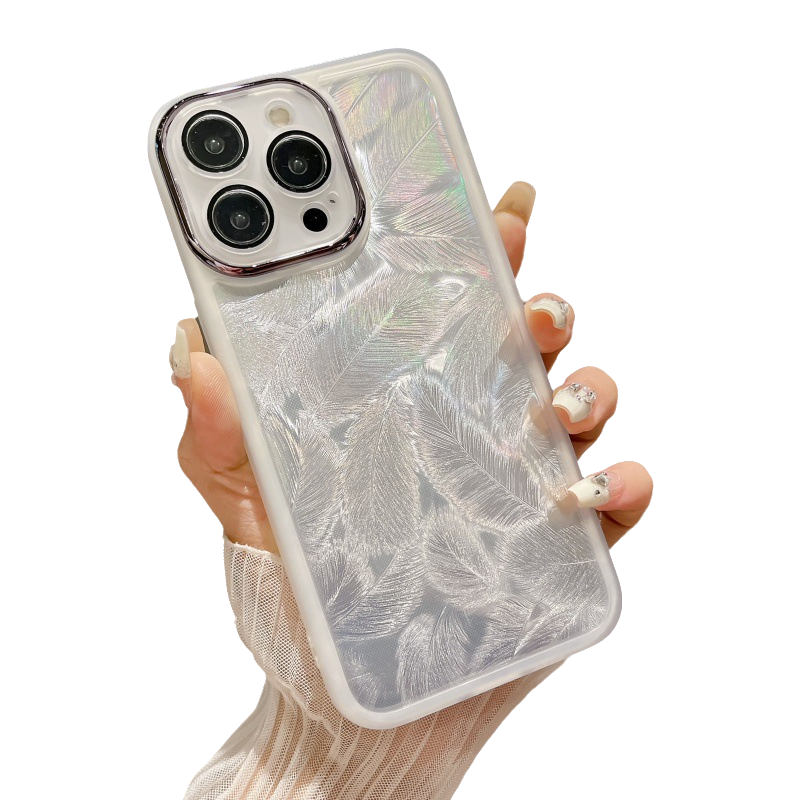 Laser Feather Pattern Compatible with iPhone Case