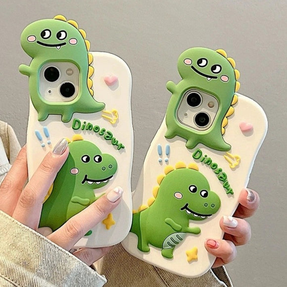 Funny Cute 3D Dinosaur Silicone Rubber Compatible with iPhone Case