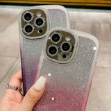 Glitter Gradient Color Oval Shape Compatible with iPhone Case