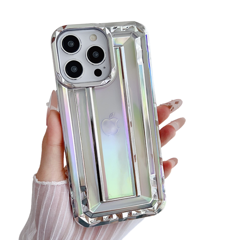 Chrome Plating Electroplated Rectangle Laser Rectangle Design Compatible with iPhone Case