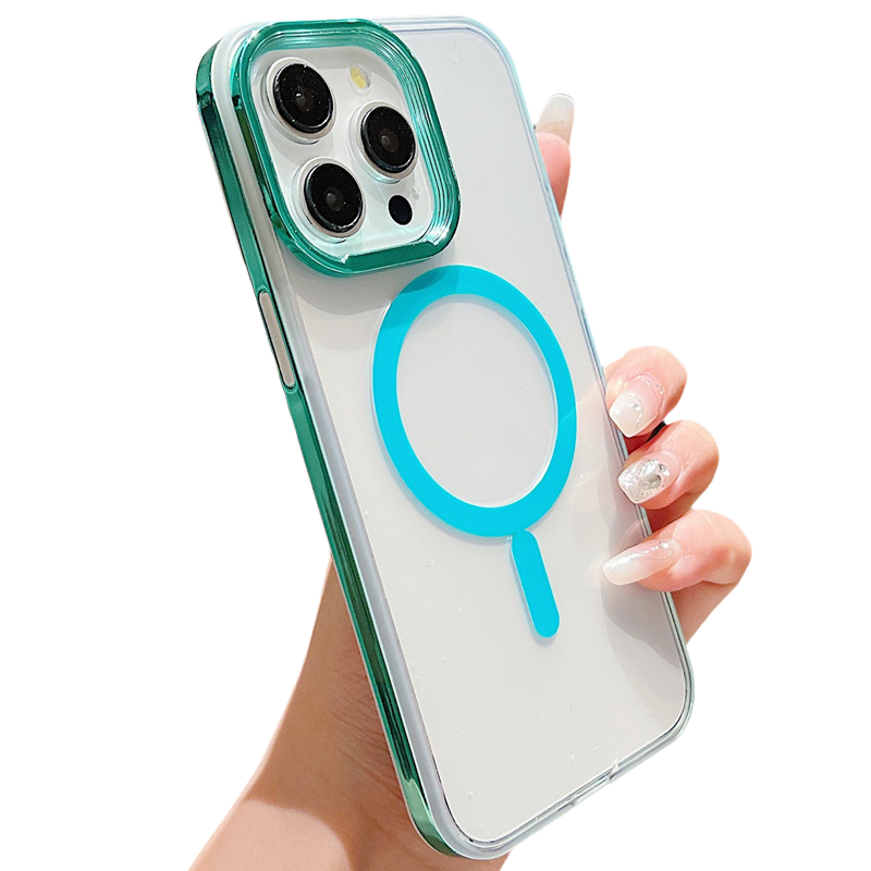 Plating Clear Magnetic Case for iPhone, Compatible with MagSafe Wireless Charging