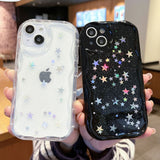 Curly Wave Glitter Stars Compatible with iPhone Case
