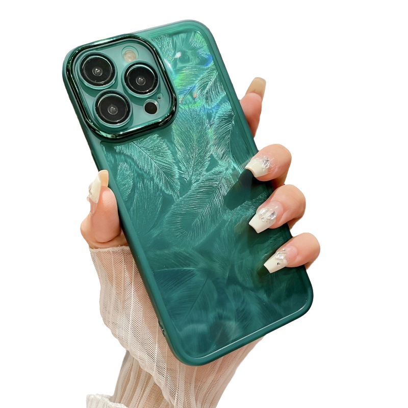 Laser Feather Pattern Compatible with iPhone Case