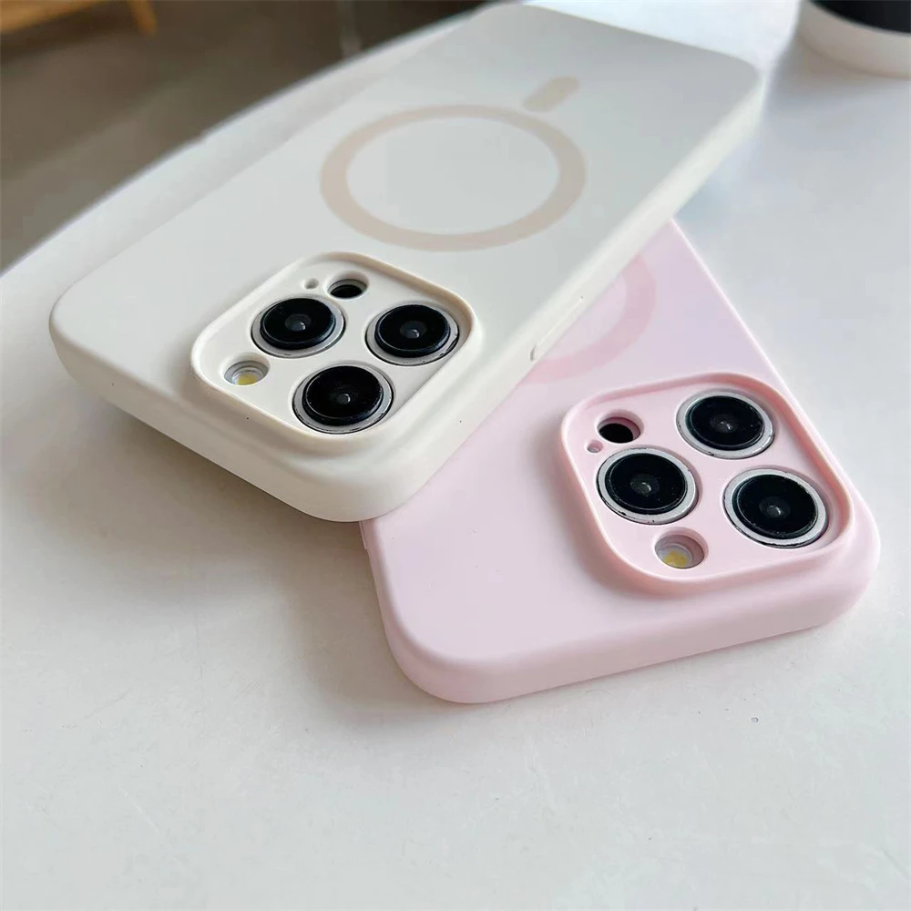 Solid Color Magnetic Case for iPhone, Compatible with MagSafe Wireless Charging