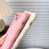 Wave Frame Cream Pattern Compatible with iPhone Case
