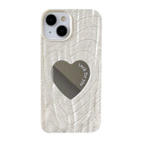 Pleated Love Heart Mirror Compatible with iPhone Case