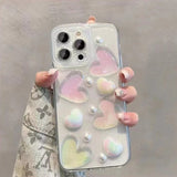 Cute 3D Love Heart Clear Soft Silicone Compatible with iPhone Case