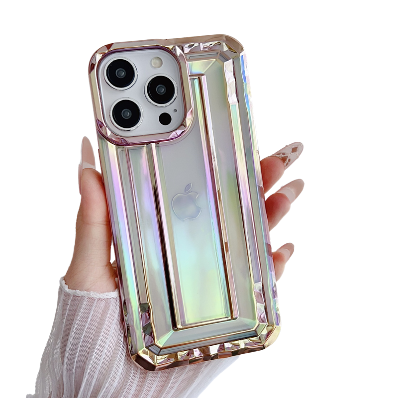 Chrome Plating Electroplated Rectangle Laser Rectangle Design Compatible with iPhone Case