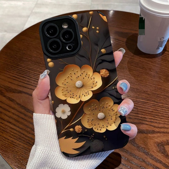 Gold Flower Floral Compatible with iPhone Case