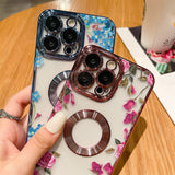 Flower Floral Clear for Magsafe Magnetic Wireless Charging Compatible with iPhone Case