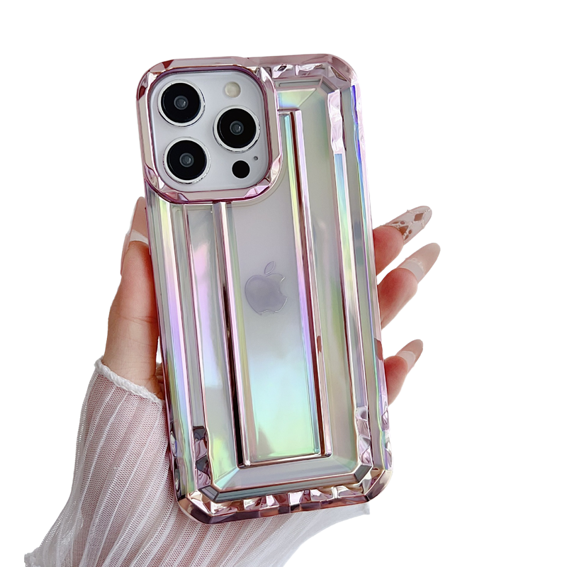 Chrome Plating Electroplated Rectangle Laser Rectangle Design Compatible with iPhone Case
