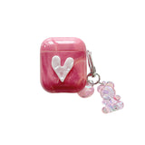 Love Heart Bear Pendant Compatible wiht Airpods Cases