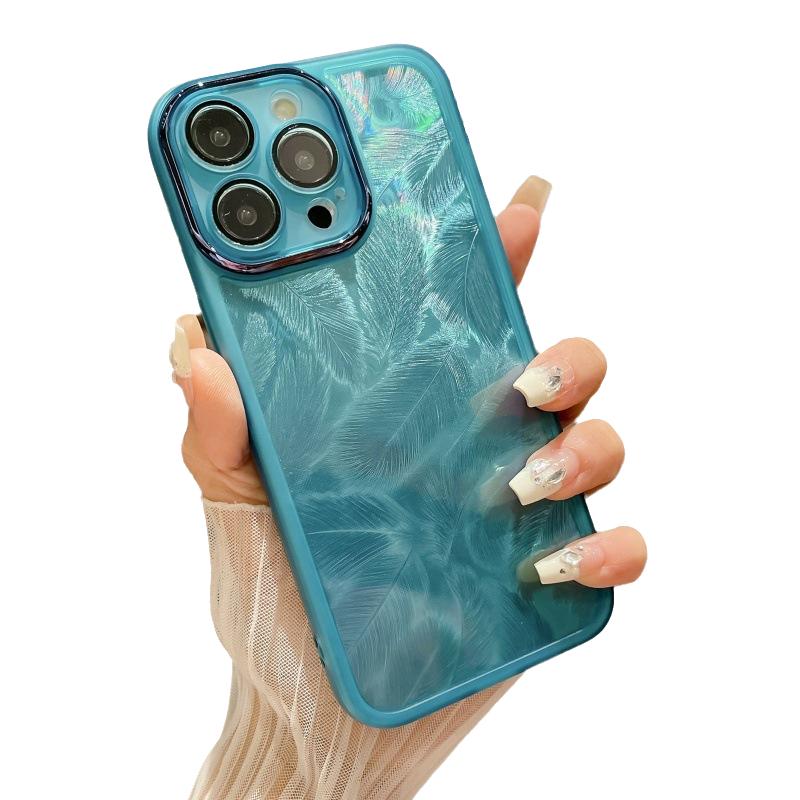 Laser Feather Pattern Compatible with iPhone Case
